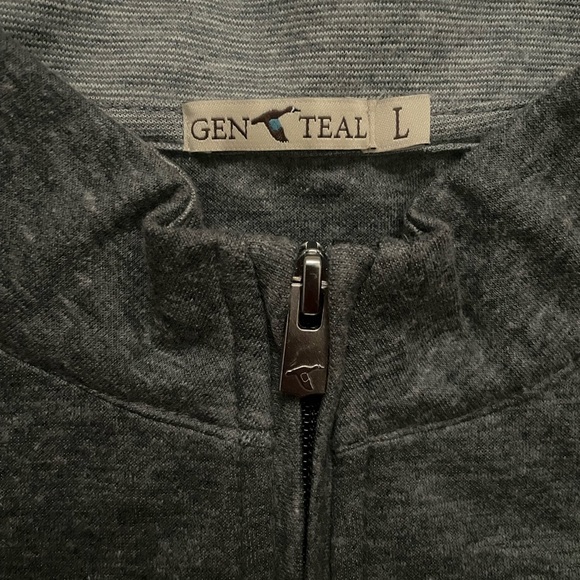 Gen Teal Performance Soft Sweatshirt 1/4 Quarter Zip Pullover Gray Men's Large - Picture 2 of 4